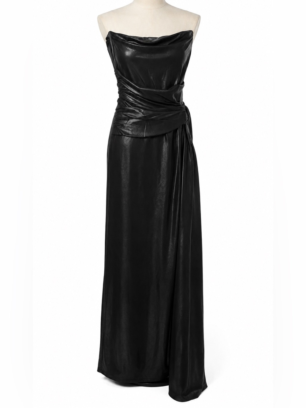 naked wardrobe Strapless Black Draped Evening Dress size S